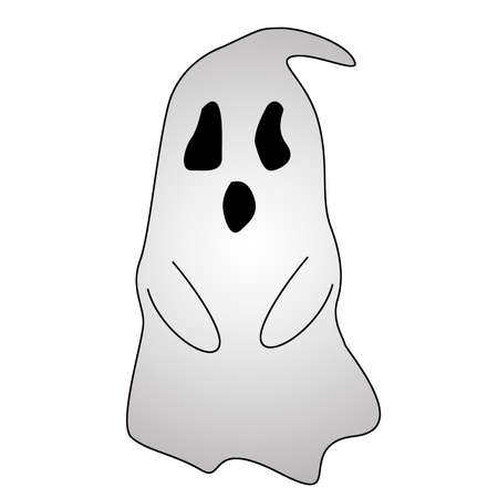 Ghost Illustration Character on Halloween on white backgroundの写真素材