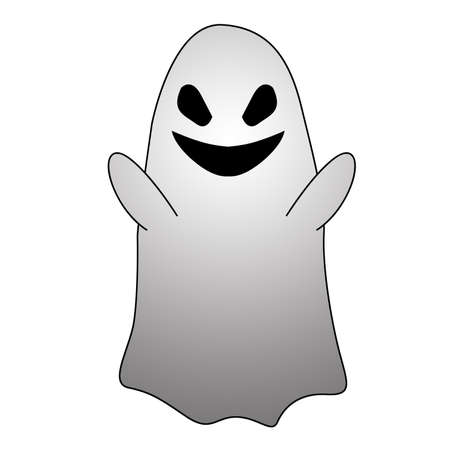 Ghost Illustration Character on Halloween on white backgroundの写真素材