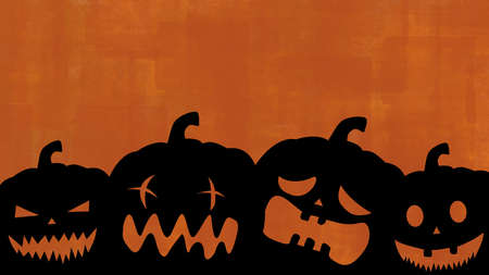 Happy Halloween ,pumpkin on orange background , illustration conceptの写真素材