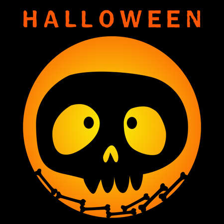 Happy Halloween on moon background , illustration conceptの写真素材
