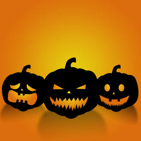 Happy Halloween ,pumpkin on black background , illustration conceptの写真素材