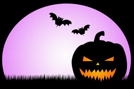 Happy Halloween on moon background , illustration conceptの写真素材