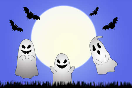 Happy Halloween on moon background , illustration conceptの写真素材