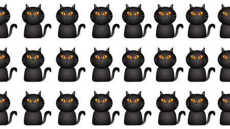 black cat seamless cartoon on white background , illustration conceptの写真素材