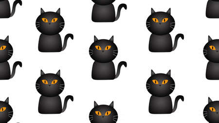 black cat seamless cartoon on white background , illustration conceptの写真素材