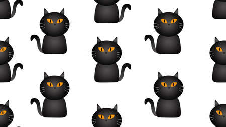 black cat seamless cartoon on white background , illustration conceptの写真素材