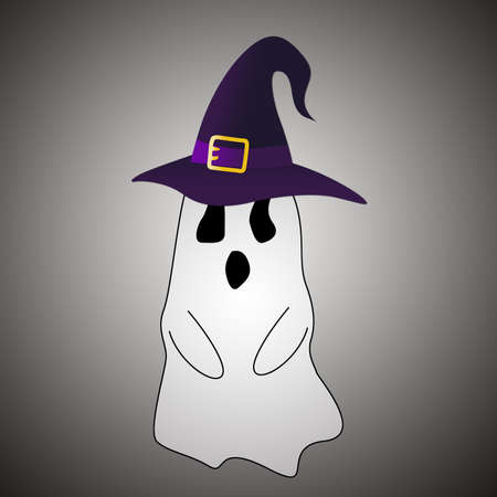 Ghost wearing hat. Isolated on black background ,illustration conceptの写真素材