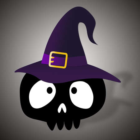 skull wearing hat. Isolated on black background ,illustration conceptの写真素材