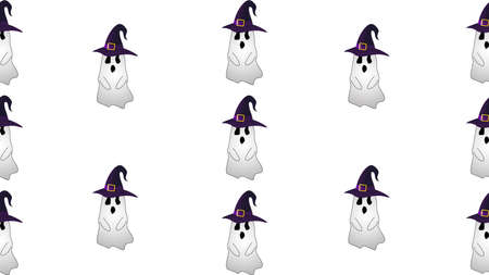 ghost wearing hat seamless cartoon on white background , illustration conceptの写真素材