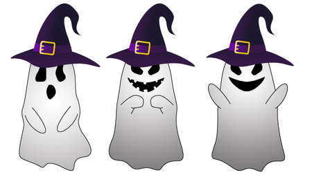 Ghost wearing hat. Isolated on white background ,illustration conceptの写真素材