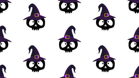 hat and skull seamless cartoon on white background , illustration conceptの写真素材