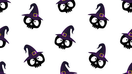 hat and skull seamless cartoon on white background , illustration conceptの写真素材