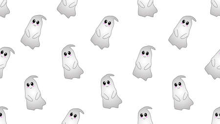 Ghost seamless cartoon on white background , illustration conceptの写真素材