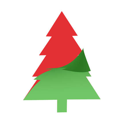 Paper cut christmas red tree on white background ,  illustration conceptの写真素材