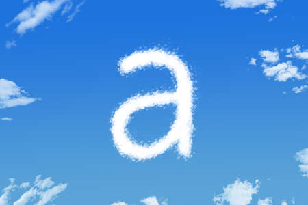 Letter a cloud shape on blue skyの写真素材