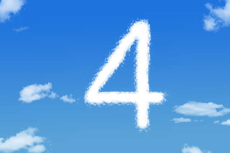cloud shape of number four on blue skyの写真素材