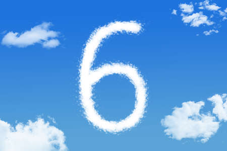 cloud shape of number six on blue skyの写真素材