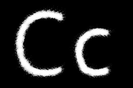 Cloud C alphabet shape on black backgroundの写真素材