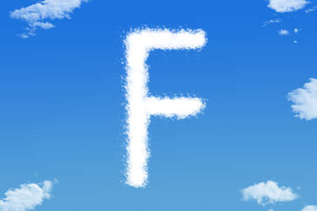 Letter F cloud shape on blue skyの写真素材
