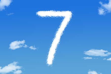 cloud shape of number seven on blue skyの写真素材