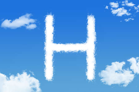 Letter H cloud shape on blue skyの写真素材