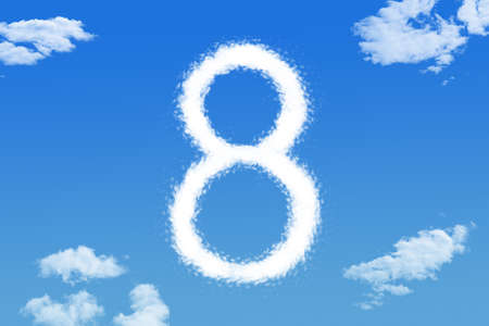 cloud shape of number eight on blue skyの写真素材