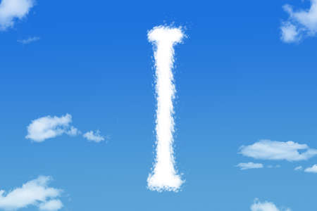 Letter I cloud shape on blue skyの写真素材