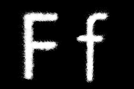 Cloud F alphabet shape on black backgroundの写真素材