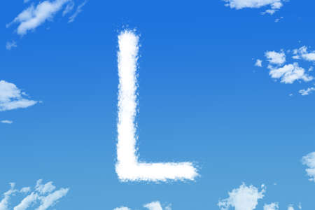 Letter L cloud shape on blue skyの写真素材