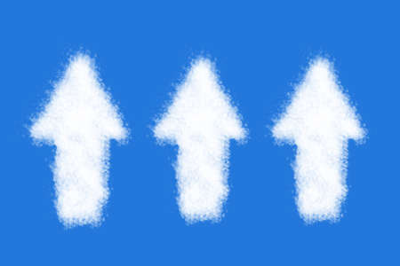 arrow growth shaped cloud on blue skyの写真素材