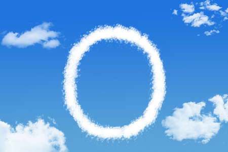 Letter O cloud shape on blue skyの写真素材