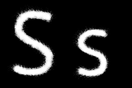 Cloud S alphabet shape on black backgroundの写真素材