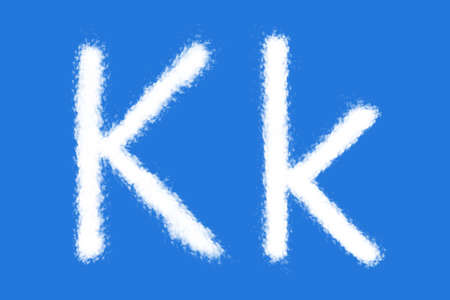 Cloud K alphabet shape on blue backgroundの写真素材