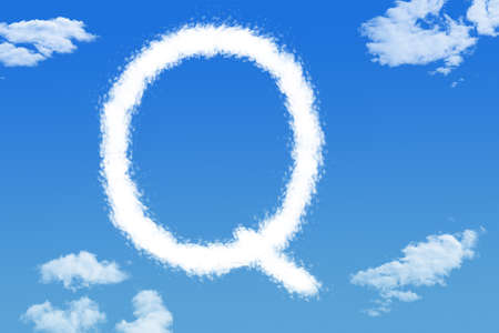 Letter Q cloud shape on blue skyの写真素材
