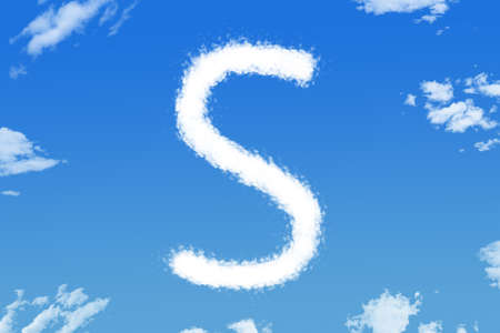 Letter S cloud shape on blue skyの写真素材