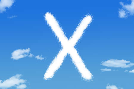 Letter X cloud shape on blue skyの写真素材