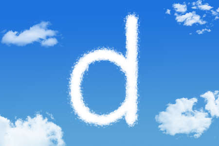 Letter d cloud shape on blue skyの写真素材