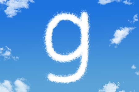 Letter g cloud shape on blue skyの写真素材