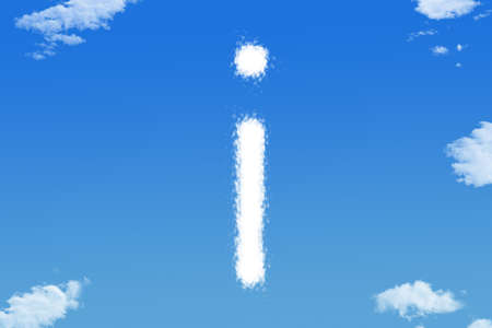 Letter i cloud shape on blue skyの写真素材
