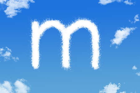Letter m cloud shape on blue skyの写真素材