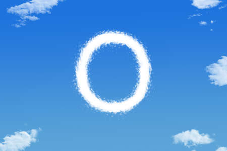 Letter o cloud shape on blue sky