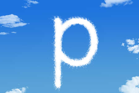 Letter p cloud shape on blue skyの写真素材