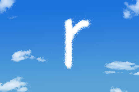 Letter r cloud shape on blue skyの写真素材