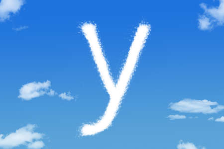 Letter y cloud shape on blue skyの写真素材