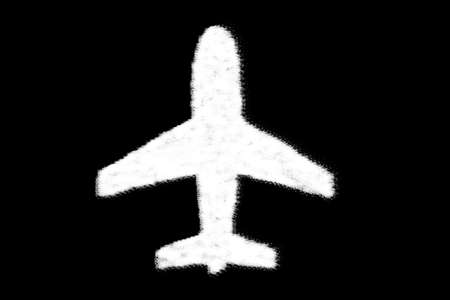 plane shape cloud on black backgroundの写真素材