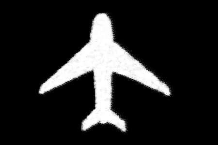 plane shape cloud on black backgroundの写真素材