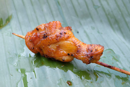 Grilled Chicken on banana leafの写真素材