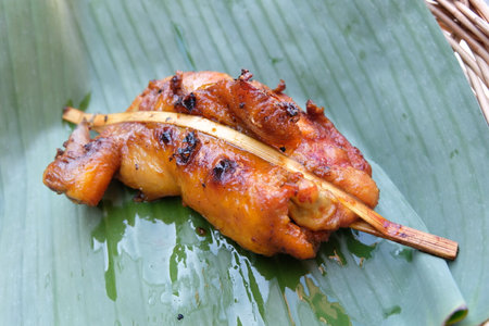 Grilled Chicken on banana leafの写真素材