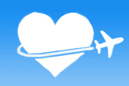 love cloud concept cloud shape airplaneの写真素材
