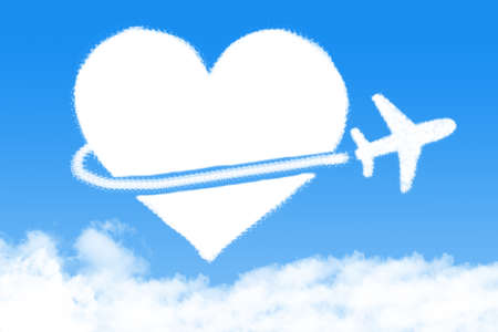 love cloud concept cloud shape airplaneの写真素材